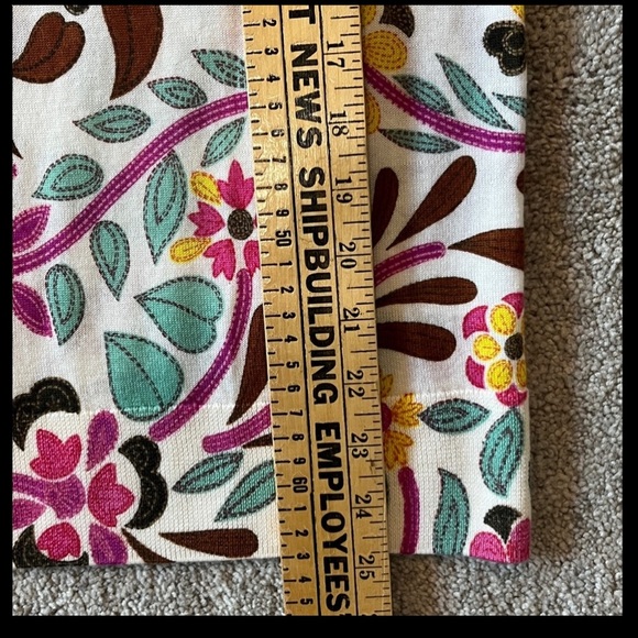 Talbots Pure Merino Wool Floral Print Long Sleeve Sweater Top Size LP - Picture 6 of 7